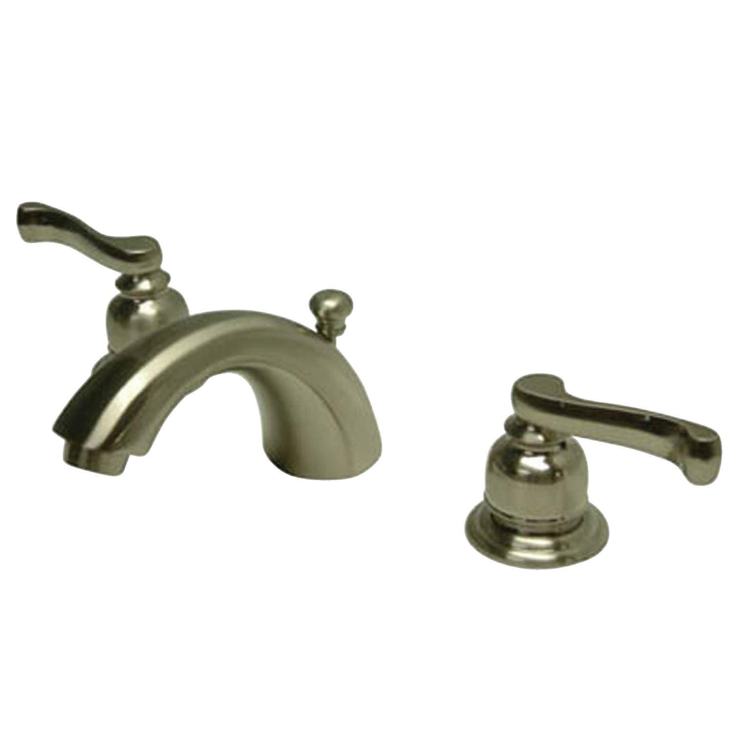 Kingston Tulare KB8958FL - Royale Two-Handle 3-Hole Deck Mount Mini-Widespread Bathroom Faucet with Pop-Up Drain, Brushed Nickel — image 1